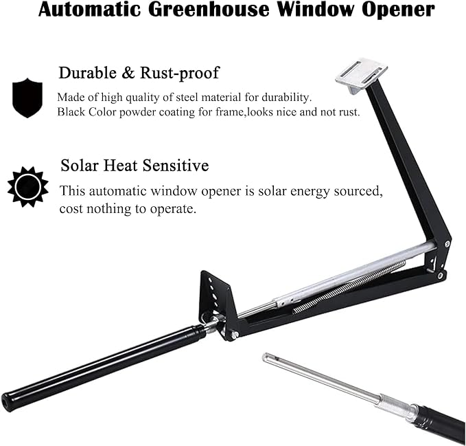 Automatic Window Opener for Greenhouse Solar Sensitive Auto Greenhouse Vent Opener Gardening Tools Automatic Greenhouses Supplies (Single Spring Opener Up to 15lbs)