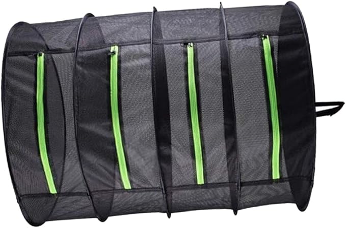 4-Layers Drying Net with Zipper, Folding Laundry Dryer Storage Bag for Fruits and Vegetables, 60cm Diameter Mesh Drying Rack for Indoor and Outdoor Use