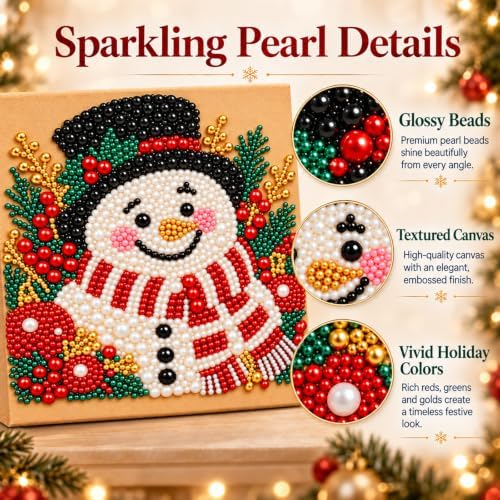 Diamond and Pearl Art Kits for Adults, Christmas Decorations, Framed Decor