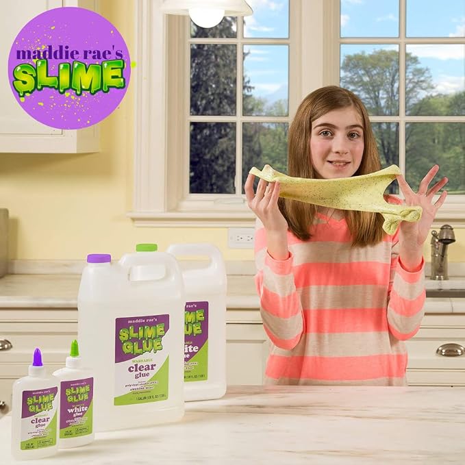 Maddie Rae's Slime Glue (1/2 Gallon Clear & 1/2 Gallon White) Value 2 Pack - Crystal Clear Non Toxic Glue for Slime Making, DIY Kids Arts & Crafts, School Classroom Supplies, Summer Camp Activities
