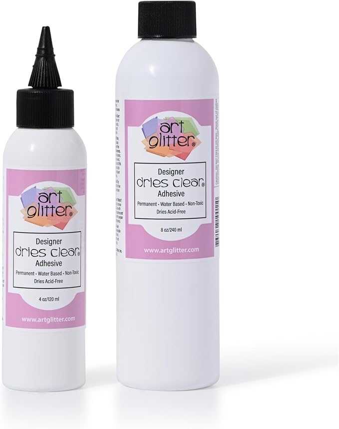 Art Institute Glitter Dries Clear Glue Kit, 8oz Refill & 4oz Bottle | Dual crafting set, Multi-surface hold, Acid free archival, Wrinkle resistant, Permanent bond