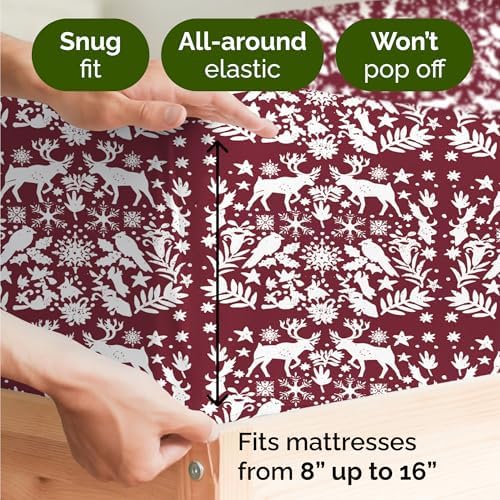 Christmas Sheet Set, Nordic, Festive Holiday Xmas Bedding Set - Twin Size