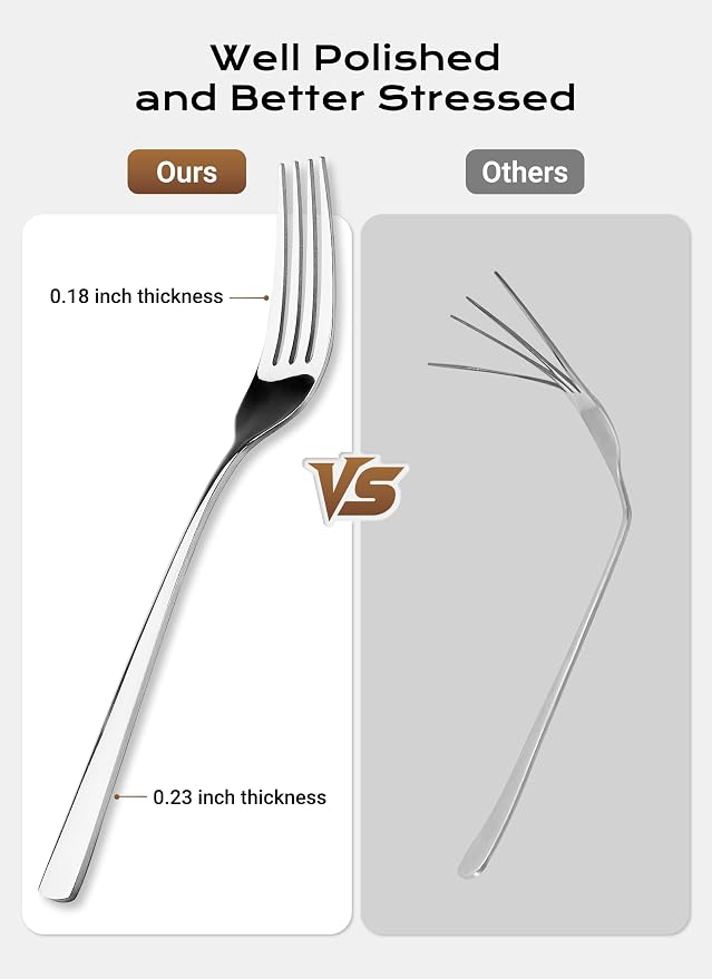 45-Piece Flatware Sets, Silverware Set for 8, Durable Stainless Steel Tableware in Ergonomic Design Size and Weight, Kitchen Utensils Set with Steak Knives, Rust-proof, Dishwasher Safe