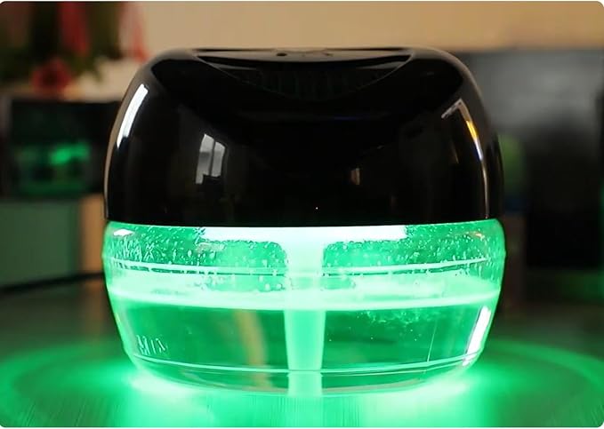 Water Based Air Purifier with Essential Oil Diffuser Pack, Air Washer with 7 Color LED Night Light, Air Revitalizer Includes 6x10ml Essential Oil Aroma Diffuser for Home, Office, Pet