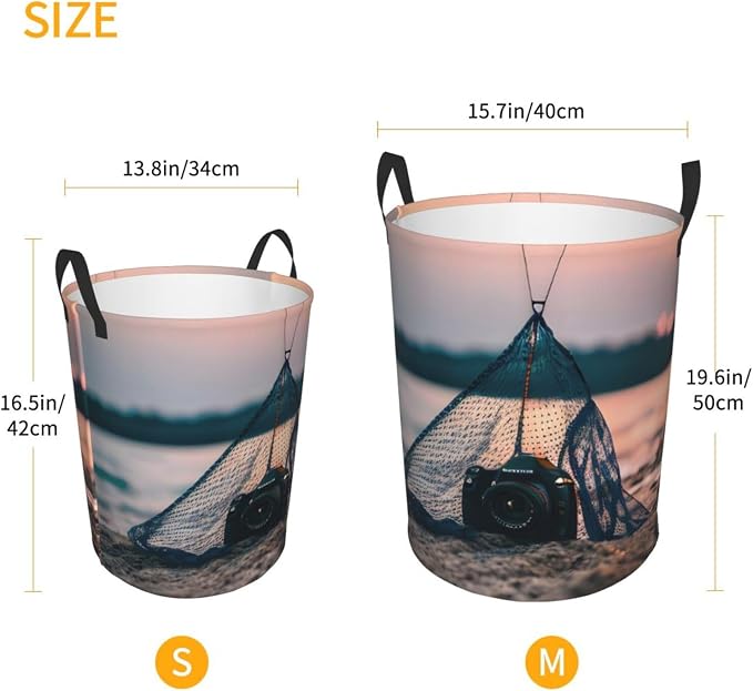 Starfish Fishing Nets Large Foldable Laundry Basket Hamper,Storage Basket Bin With Handles,For Bathroom,College