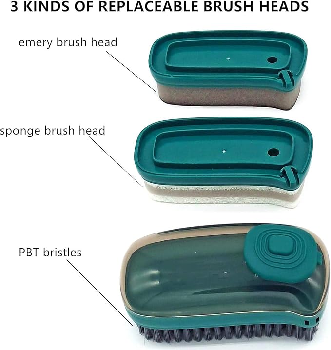 Plastic Refillable Liquid Adding Kitchen Dish Washing Pot Scrub Cleaning Brush for Home Cleaning Soft Bristle Laundry Shoes Cleaning Brush (1Pcs)
