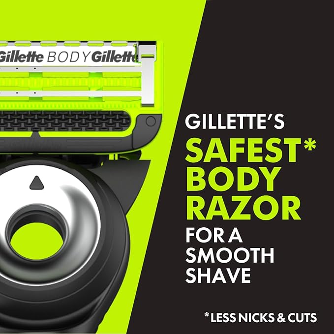 Gillette Labs Body + Intimate Razor Blades for Men, Anti-ingrown bar, 4 Blade Refills