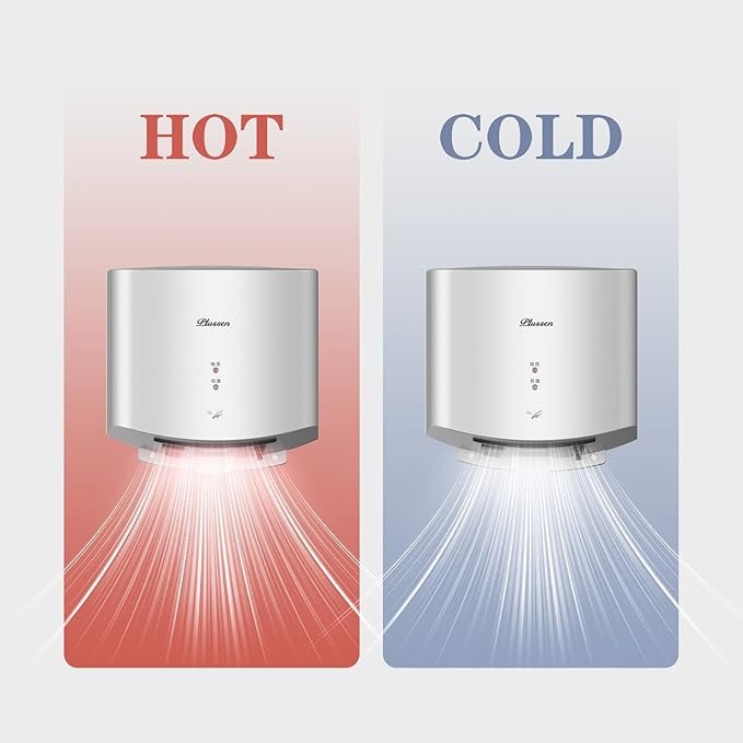 Hand Dryer with HEPA Filter, Commercial Electric Hand Dryer Fast Dry in 10s, Automatic Bathroom Hand Dryers for Home Residential Industrial, Hot/Cold Air Switch, 110v,Silver