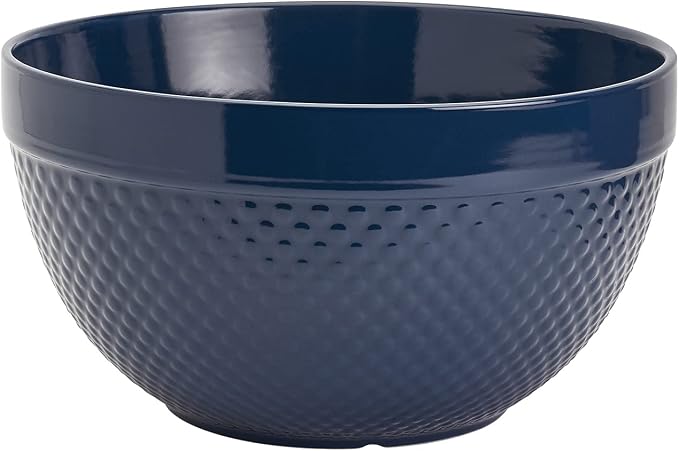 Tabletops Gallery Hobnail Style 4 Piece Blue Storm Stoneware Nesting Mixing Bowl Set for Baking and Cooking