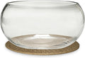 8" Round Glass Lotus Bowl Planter with Rattan Mat, Clear Indoor Hydroponic Water Lily Pot for Aquatic Plants, Bonsai & Lotus Flowers, Decorative Terrarium Bowl Vase, Fish Tank