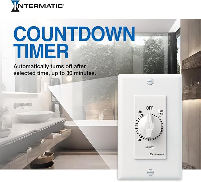 Intermatic SW30MWK 30-Minute Spring Wound Timer, White - Energy-Saving Control for Lights and Appliances - Easy Installation and Operation