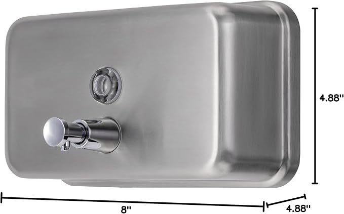 Horizontal Commercial Soap Dispenser Wall Mount, 304 Stainless Steel & Solid Brass Pump Core, Hand Soap Dispenser with Corrosion-Proof Lining for Bathrooms & Kitchens, 37oz/1100ml ADA Compliant
