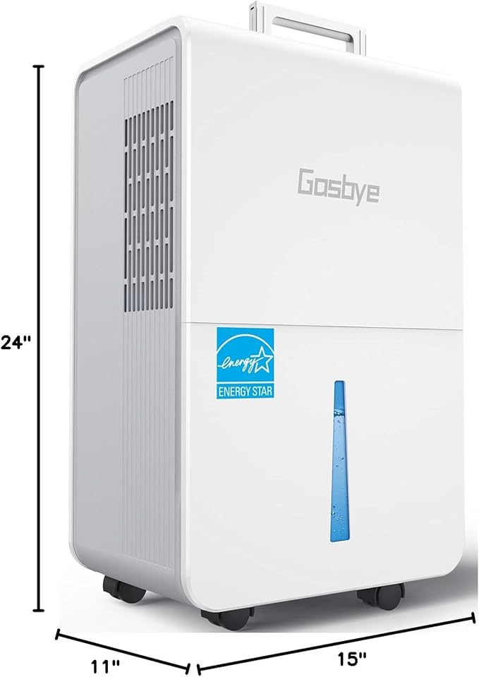 Gasbye 4500 Sq.Ft. 2026 Energy Star Dehumidifier for Basement & Large Rooms with Drain Hose, Max 115 Pints/Day | 45dB Quiet Compressor | 1.7 Gal Water Tank | Auto Shut-Off & Restart, White
