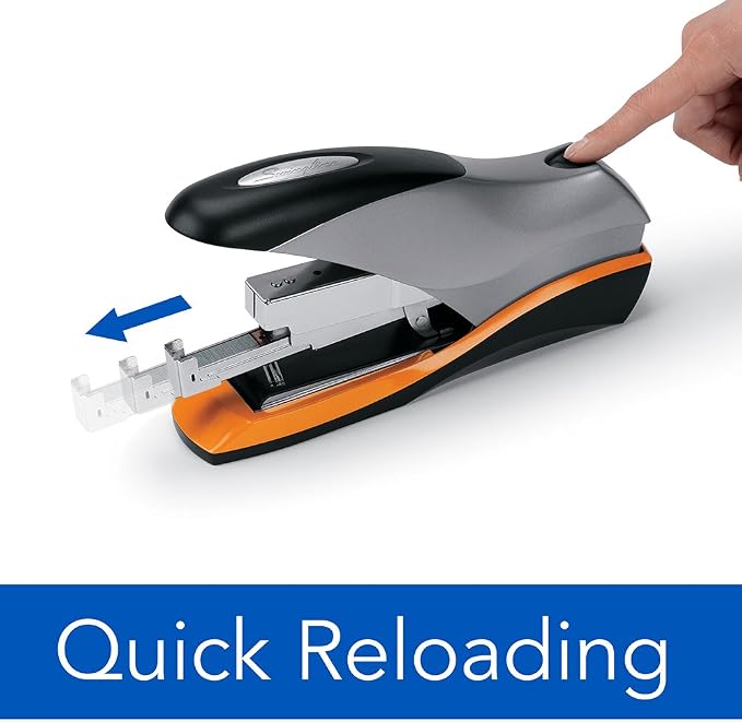 Swingline Stapler, 70 Sheet Capacity, Optima 70, Jam Free, Reduced Effort, Soft Grip, Metal, Silver/Black/Orange (87875) (Pack of 3)