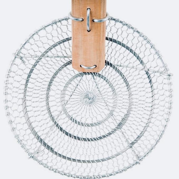 6-Inch Galvanized Steel Spider Strainer – Fine Mesh Skimmer with Natural Bamboo Handle for Cooking & Frying, Ideal for Home & Professional Kitchens