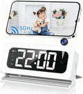 2K Alarm Clock Camera, 5G & 2.4G WiFi Indoor Nanny Cam for Home Security, Full Color Night Vision, AI Human Motion Detection, Local SD Storage
