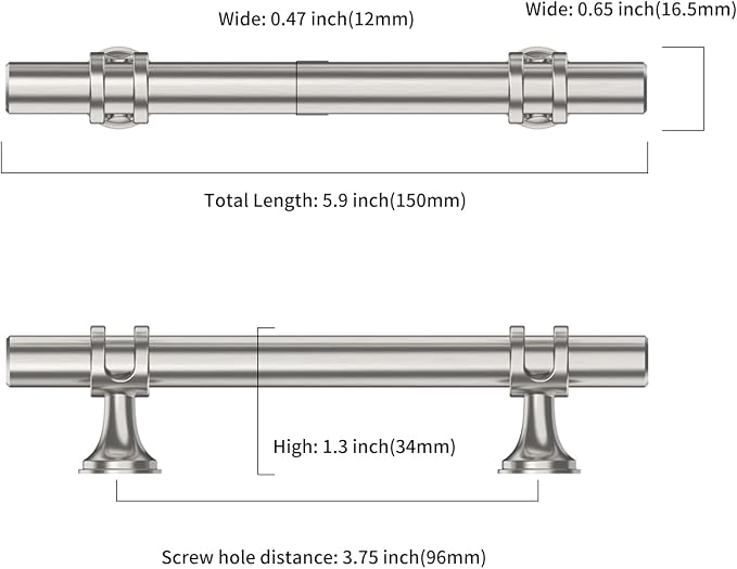 Asidrama 10 Pack 3.75 Inch(96mm) Brushed Satin Nickel Kitchen Cabinet Handles, Cabinet Pulls Kitchen Cabinet Hardware Cupboard Handles Drawer Pulls