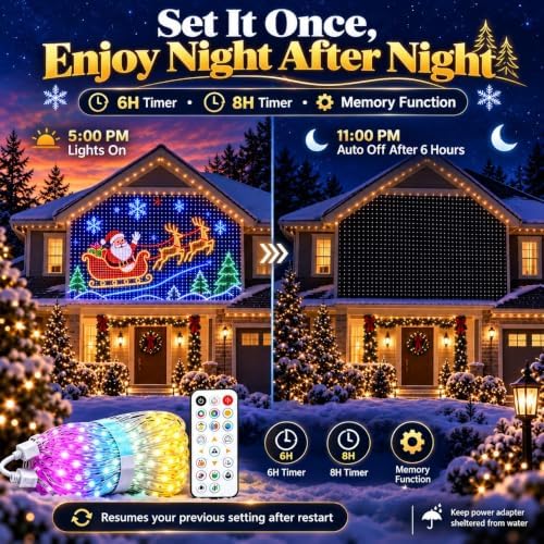 Smart Animated Christmas Tree Lights - App Control, DIY Pixel Light Show (2.4m*2.4m)