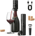 CIRCLE JOY 5-in-1 Electric Wine Bottle Opener Set, Rechargeable Wine Opener Kit, Cordless Wine Gift Set with Foil Cutter, Electric Aerator & Pourer and Vacuum Stopper for Wine Lovers, Black