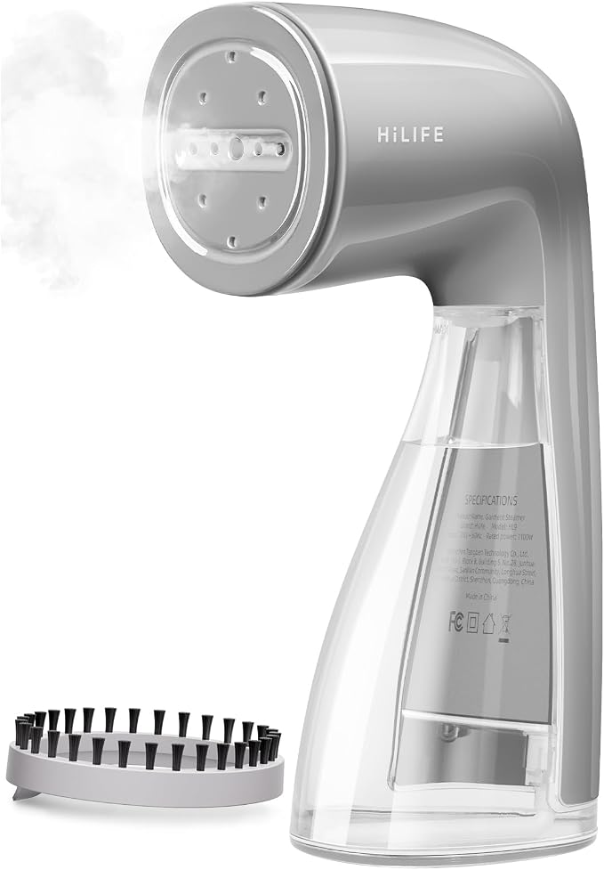 HiLIFE Steamer for Clothes, Portable Handheld Design, 240ml Big Capacity, 700W, Strong Penetrating Steam, Removes Wrinkle, for Home, Office and Travel(ONLY FOR 120V) (Grey)