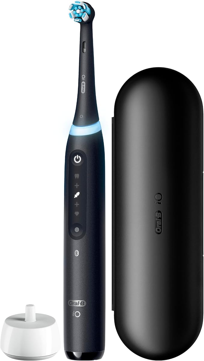 Oral-B Rechargeable Electric Toothbrush, iO5 Customizable Clean, 5 Cleaning Modes, Visual Pressure Sensor to Protect Gums, Travel Case, Black