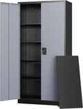 Metal Garage Storage Cabinets with Lock Door and Adjustable Shelves, Steel Tool Cabinets for Home,Office,Warehouse Organisieren (Black Gray)