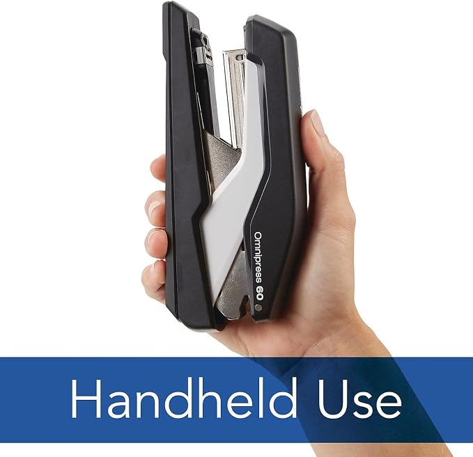 Swingline Stapler, Omnipress 60 Stapler, Press Anywhere for Easier Use, 60 Sheet Capacity, Black/Gray (5000590A)