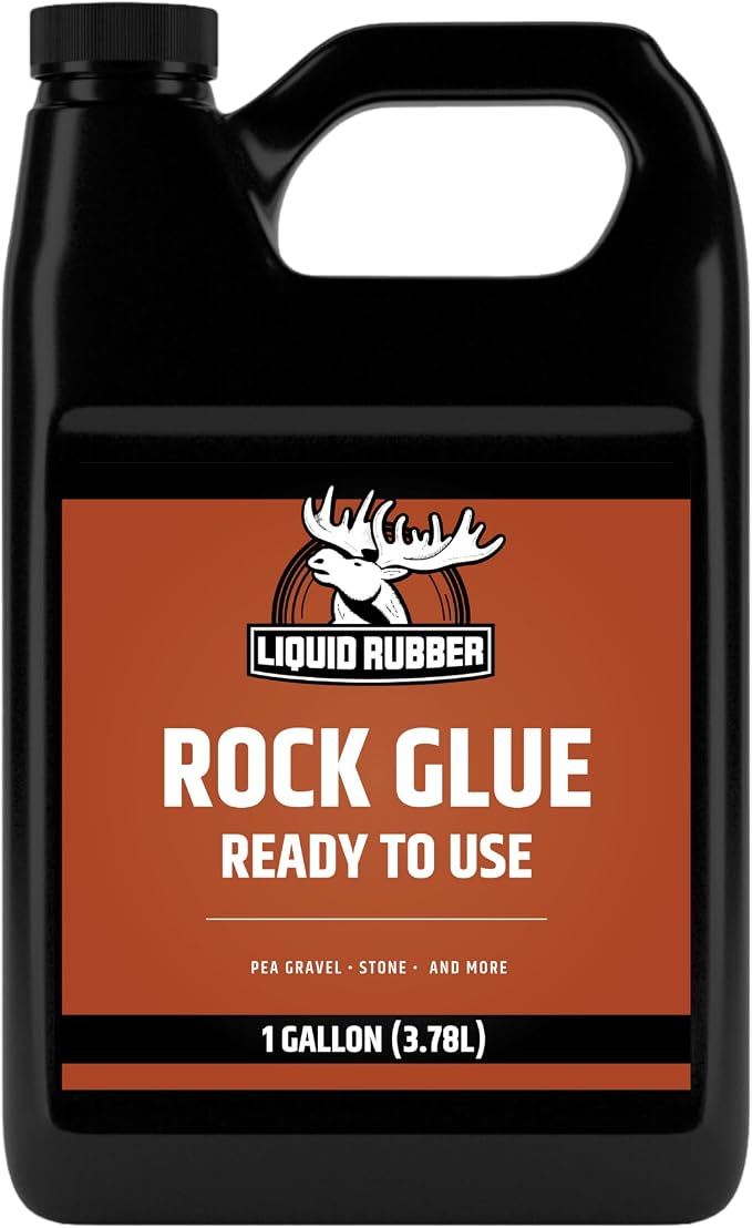 Liquid Rubber Rock Glue for Landscaping - Pea Gravel Stabilizer, 1 Gallon | Professional Grade, Outdoor, Ready to Use - Clear Drying, Permeable, Water-Based for Stone & Pea Gravel, 50 sq ft/Gal