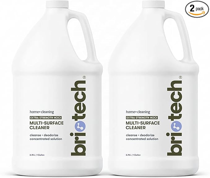 BRIOTECH Extra Strength HOCl Cleaner, 500 PPM Hypochlorous Acid Concentrate, ULV Foggers & Humidifiers, Professional Deodorizer for Dental, Offices, Schools, Homes, Peroxide Free, 1 Gallon (2 Pack)
