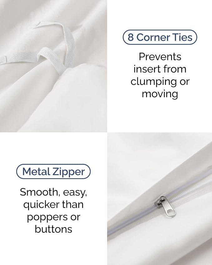 Duvet Cover Twin/Twin XL Size Set - Extra Soft Twin/Twin XL Duvet Cover 68" x 90" with 1 Pillow Sham for Women, Men, Kids & Teens - Easy-Care & Fade Free with Zipper Closures & Ties (Antique White)