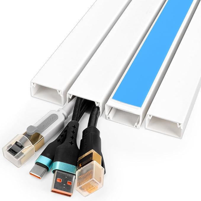 Cord Hider Kit, 58in Cord Covers for Wires on Wall, Paintable Wire Covers for Cords, Self-Adhesive Cable Hider Cord Organizer, Wire Hiders, 4X L14.5in X W0.96in x H0.57in