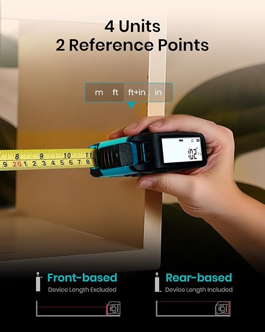 MiLESEEY DT20 Digital Laser Tape Measure,130 FT Laser Measuring Tool,16 FT Easy Read Digital Measuring Tape Retractable Manual-Locking Blade, Rechargeable Measurement Tool, Area/Volume/Pythagorean