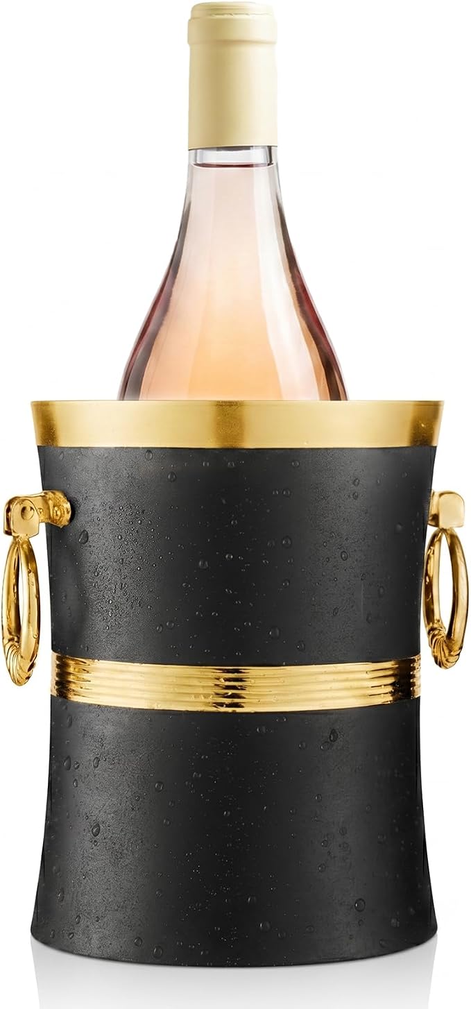Gold Wine Chiller Bucket for Bottle 750ml White Wine Cooler, Insulated Champagne Beer Ice Chiller Keep Wine & Beverage Cold