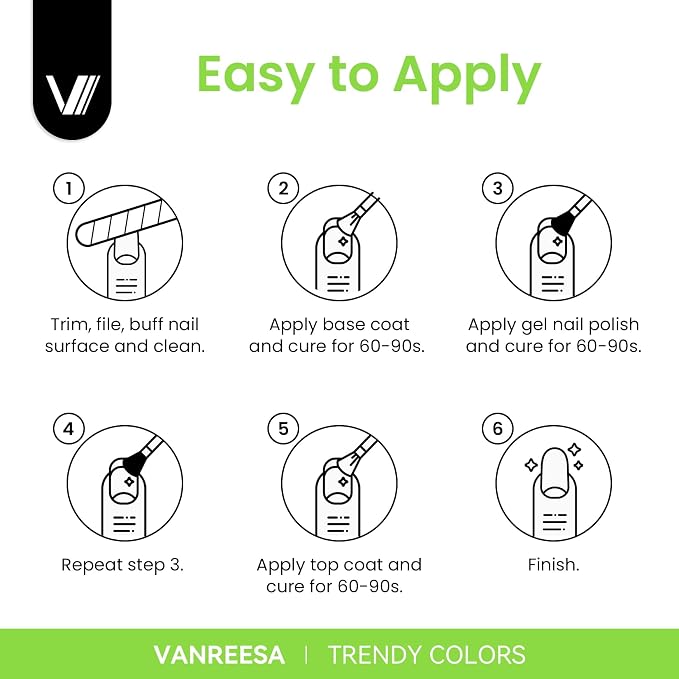 VANREESA 24 Pcs Gel Nail Polish Set -Trendy Colors Gel Polish with Base Coat & 4 Effects of Top Coat White Nude Pink Orange Yellow Green Blue Purple Black Gel Polish Set Nail Kit Gifts for Women Girls