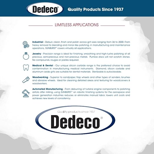 Dedeco Sunburst Radial Bristle Discs 48-Pack - 9/16" Curved - White 120 Grit (Medium) - Aluminum Oxide for Polishing & Finishing