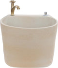 Garden Floor Mop Sink Set 16x13x16in, Ceramic Utility Mop Basin with Faucet and Button Drainage Large Capacity Mops Bucket for Garage Laundry Room Bathroom and Outdoor