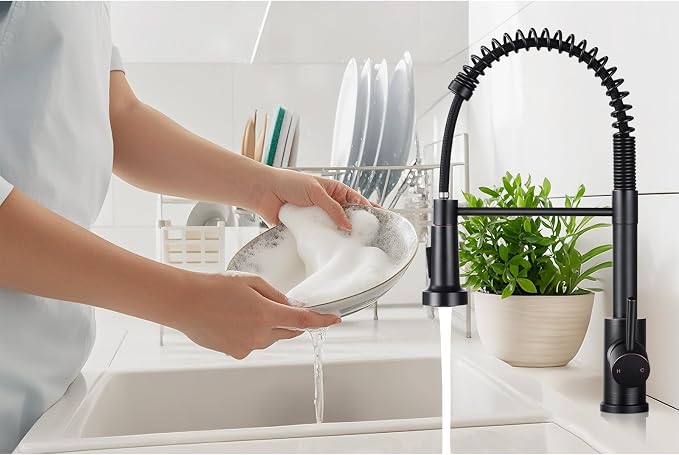 Kitchen Faucet with Pull Down Sprayer Oil Rubbed Bronze | 2-mode sprayer, 360° high arc spout, 304 SS build, drip-free valve, fingerprint-resistant, DIY install, NSF certified