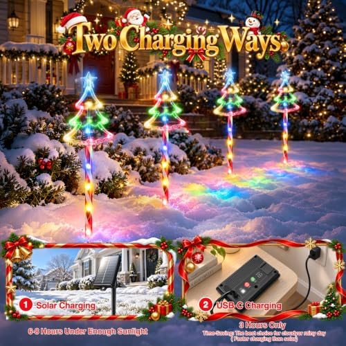 KOOPER 12 Pack Solar Christmas Tree Lights Outdoor, 10 Modes