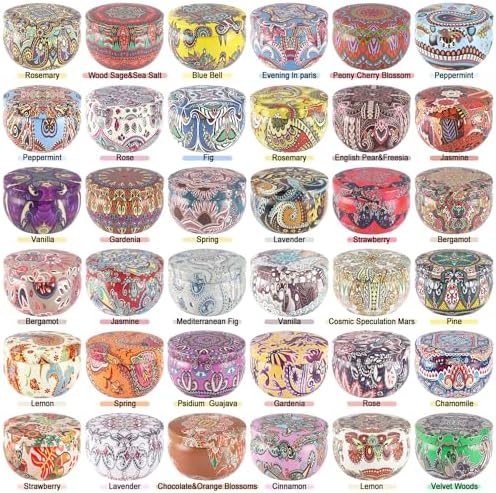 Scented Candles Gifts Set of 36 – 2.5oz Aromatherapy Travel Tin Candles, Relaxing Fragrances for Home, Spa, Gifts for Family, Friends, Teachers, Thank You Presents (Assorted Scents).