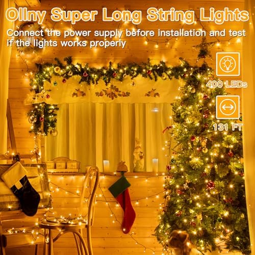 Ollny Christmas Lights Outdoor, 131FT 400 LED Color Changing String Lights