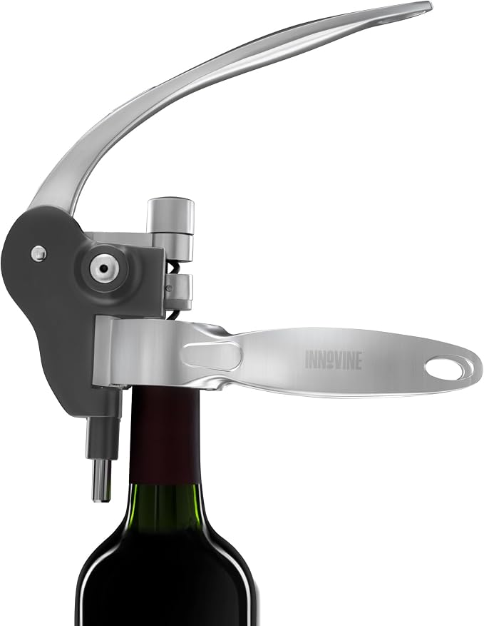 Innovine Horizontal Lever Corkscrew Wine Opener with Ergonomic Handle, Modern Design, Durable Die-Cast Zinc Construction for Home Bar, Kitchen, Outdoor Party, Housewarming Gifts, Travel, Set of 1