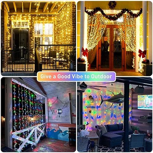 JMEXSUSS 300LED Dual Color Changing Curtain Lights, Plug in, 9.8 x 9.8ft