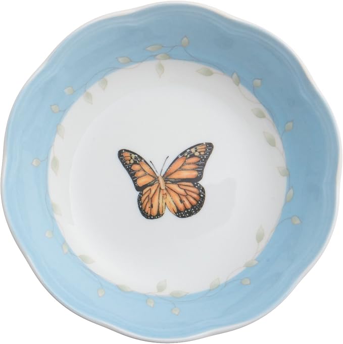 Lenox Butterfly Meadow Porcelain Fruit Bowls, 5.25 Inch, Set of 4 | Dishwasher safe | floral design | kitchen and dining essential, gift for women, mixing bowls, fruit bowl gift