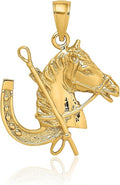IceCarats 14K Yellow Gold Large Horseshoe Pendant Necklace, 26.2mm 1 inch | Polished, Textured, Solid