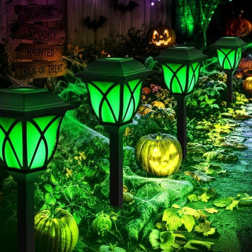 GIGALUMI Solar Halloween Lights Outdoor, LED Solar Pathway Lights 8 Pack