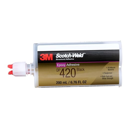 3M Scotch-Weld Epoxy Adhesive DP420, Black, Two-Part Epoxy Structural Adhesive, High Impact, Fatigue Resistant, Maintains Bond Strength, 200 mL (6.76 fl oz) Duo-Pak