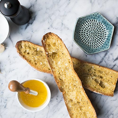 The Grate Plate 3 Piece Handmade Ceramic Garlic Grater Set - Grater, Peeler, Brush