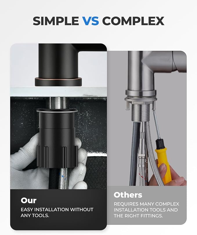 WEWE Kitchen Faucets with Pull Down Sprayer, Stainless Steel Single Handle 1 Hole for Family Kitchen Commercial Camper Laundry Rv Bar, Oil Rubbed Bronze