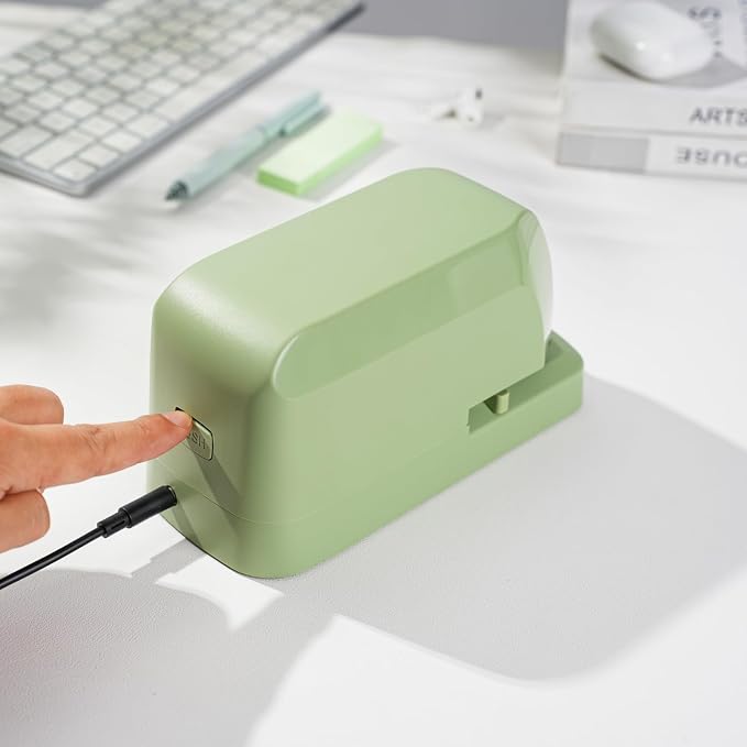 Electric Stapler for Desk, 45 Sheet Capacity Automatic Stapler Desktop, Office Staplers Electric, AC Operated Staplers Heavy Duty Office Use with 1,000 Staples & Staple Remover, Saga Green