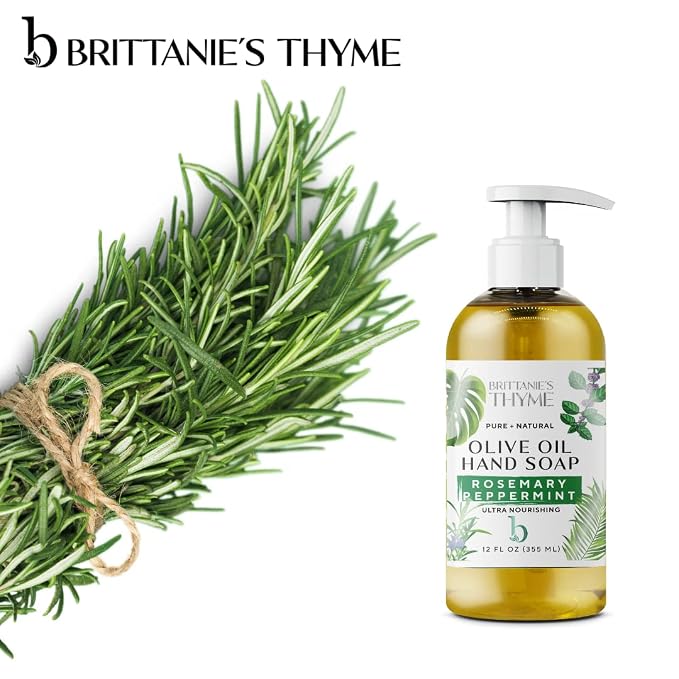 Brittanie’s Pure Castile Liquid Soap Refill, Rosemary Peppermint, 12 Ounce 3 Pack | Dish Soap, Hair & Body, Home, Gentle and Pure, Made with Natural Luxurious Oils, Vegan & Gluten Free Non-GMO
